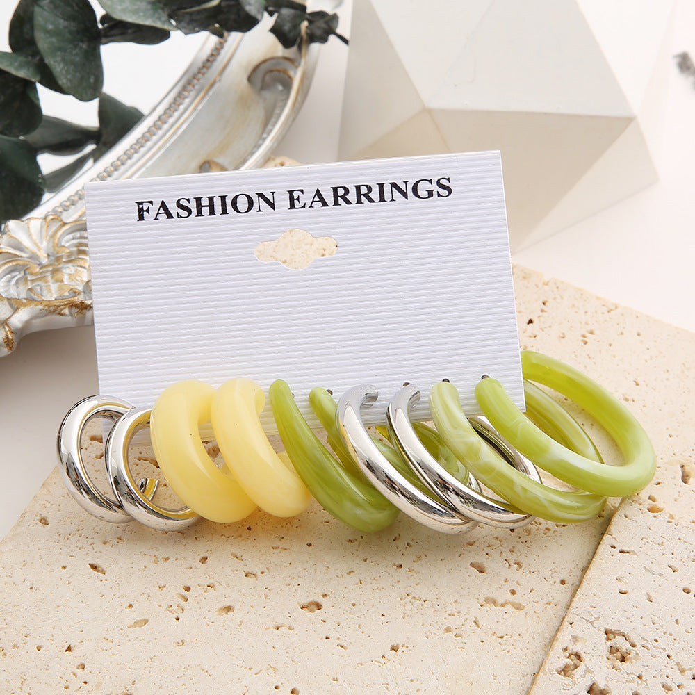 5-Piece Acetate C-Hoop Earring Set