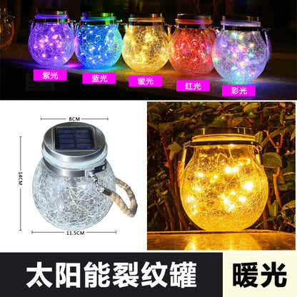 Luz solar para grietas, luz colgante de vidrio para jardín al aire libre 