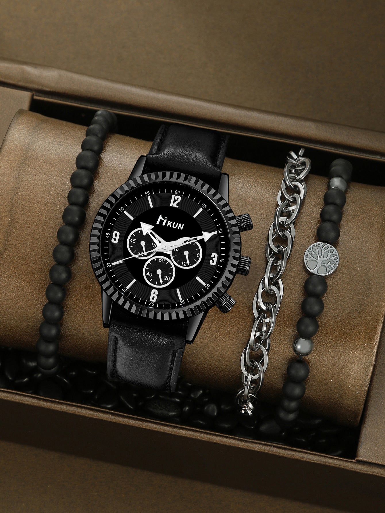 Sports Watch Beaded Bracelet Set
