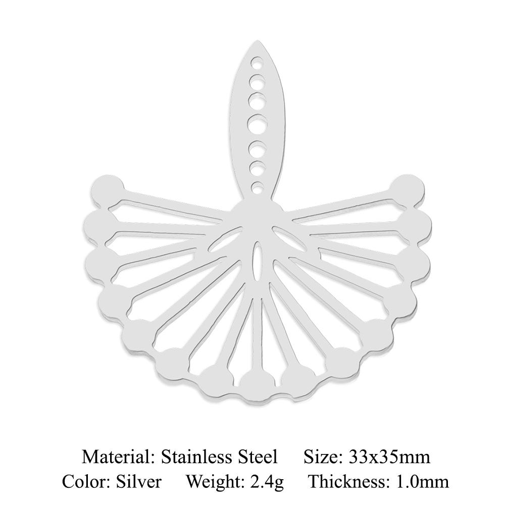 5 pcs/pack geometric square titanium steel pendant ginkgo biloba DIY