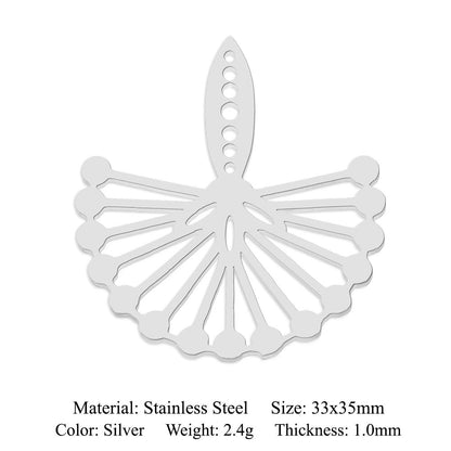 5 pcs/pack geometric square titanium steel pendant ginkgo biloba DIY