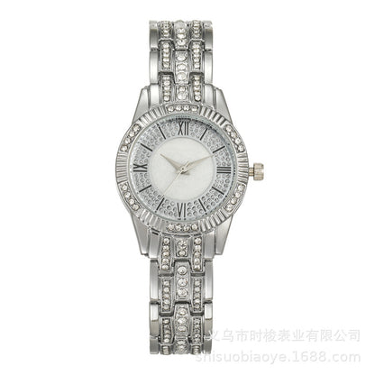 Reloj de cuarzo para mujer con esfera de concha y diamantes de imitación 