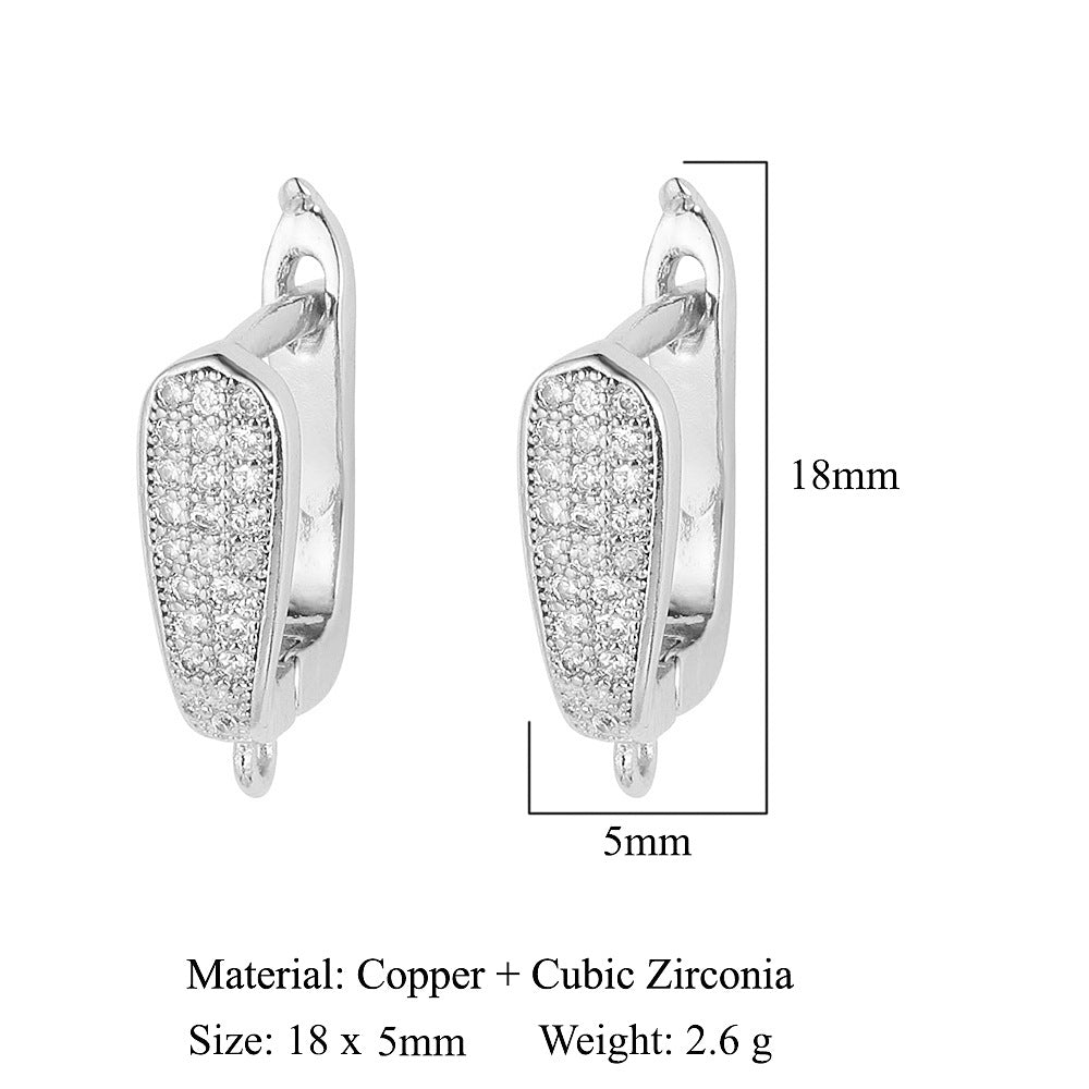 Hebilla de oreja para mujer con microincrustaciones de cobre y diamantes cuadrados 