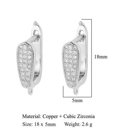 Hebilla de oreja para mujer con microincrustaciones de cobre y diamantes cuadrados 