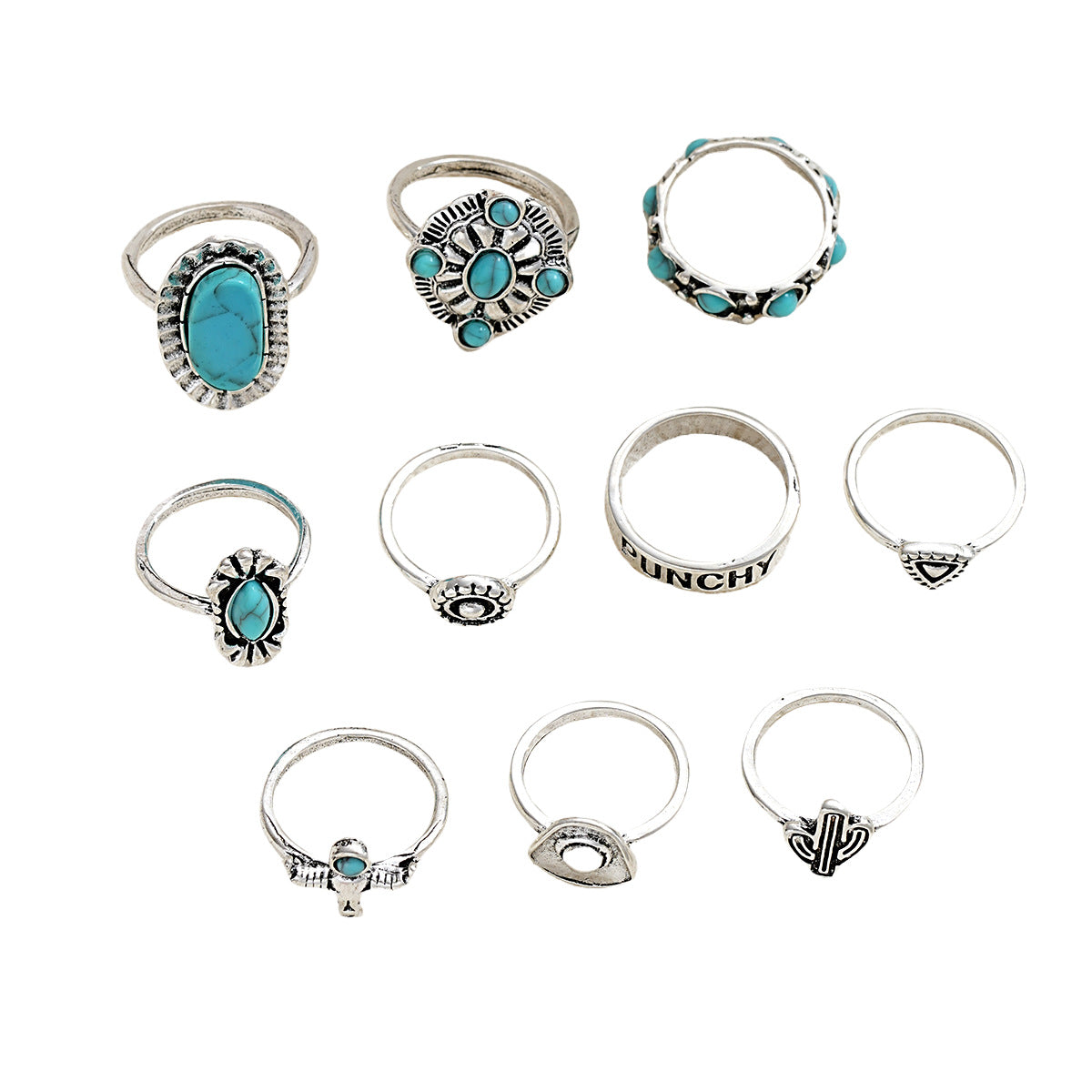 Bohemian Turquoise Ring Set