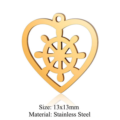 5 pcs/bag peach heart love titanium steel pendant accessories