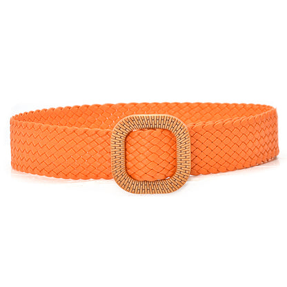 Colorful Round Buckle Belt Versatile Braided