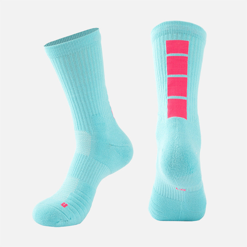Adult Mid-Calf Gradient Basketball Socks Thick Sports Socks