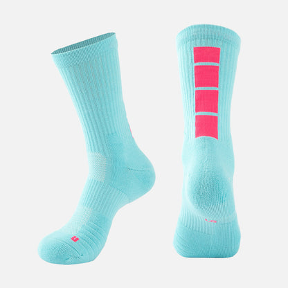 Adult Mid-Calf Gradient Basketball Socks Thick Sports Socks