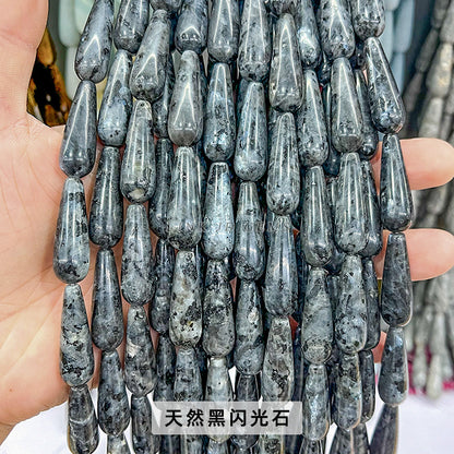Cuentas sueltas con forma de gota de agua y agujero recto de ágata de jade de 10 * 30 mm 