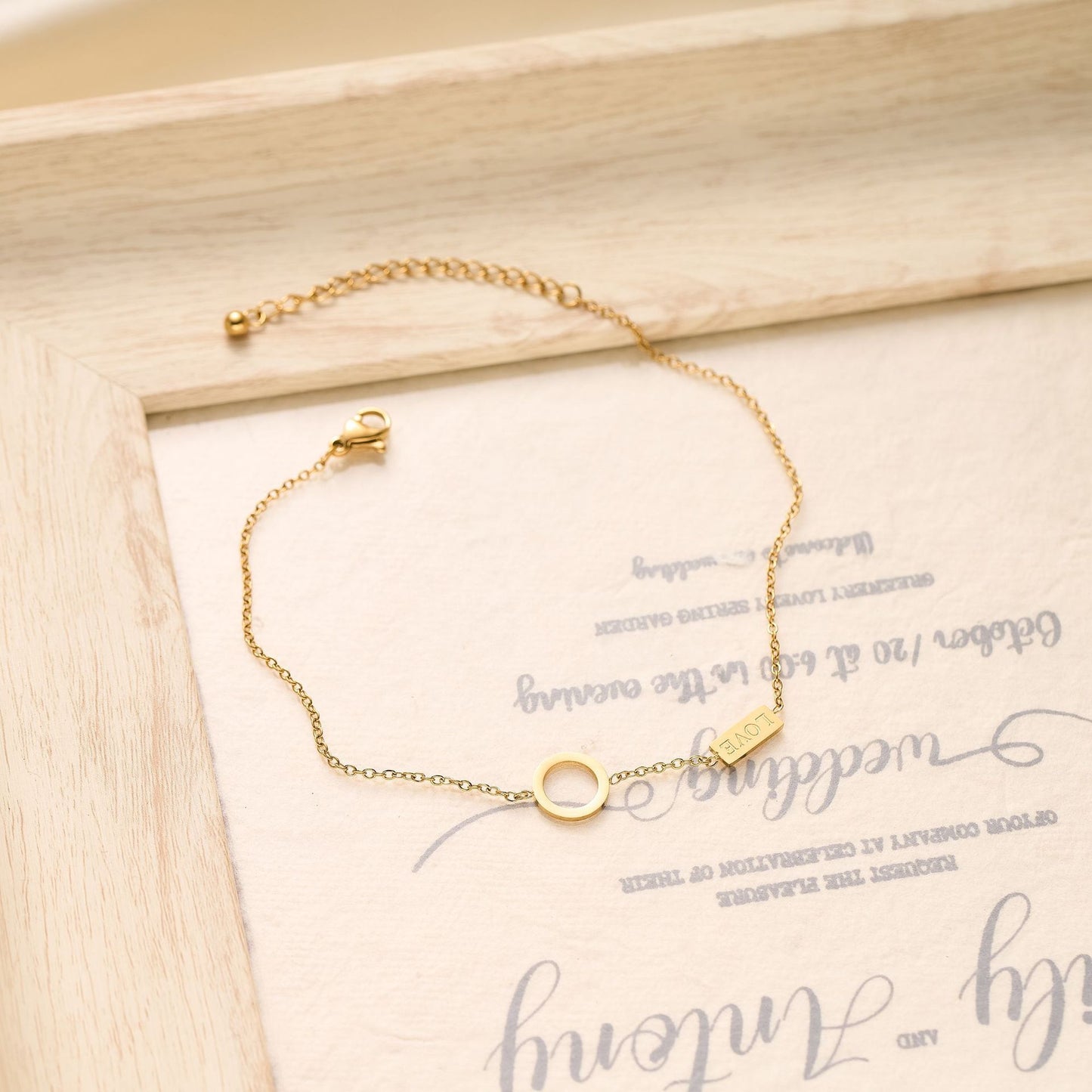 Titanium Steel Geometric LOVE Anklet