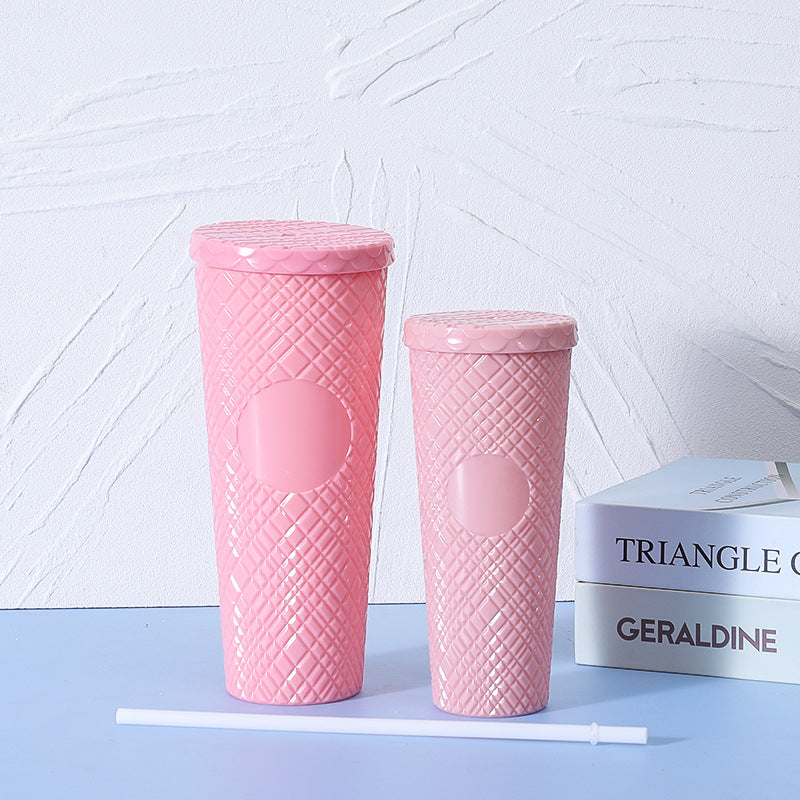 Taza con estampado de cuadros, plástico, una sola capa 