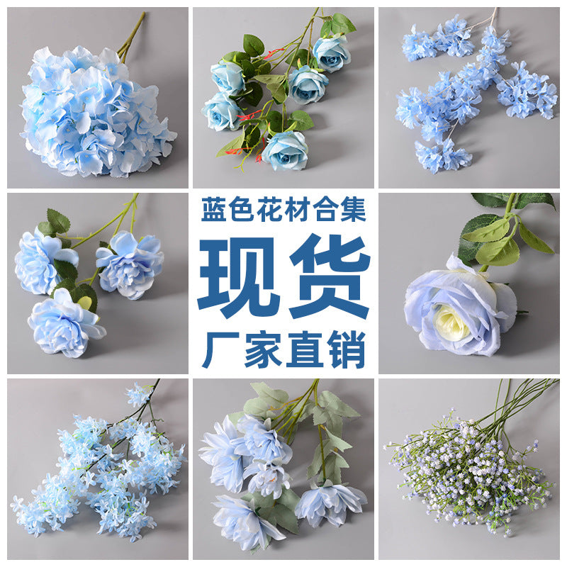 Artificial flowers blue series flowers plastic flowers wholesale