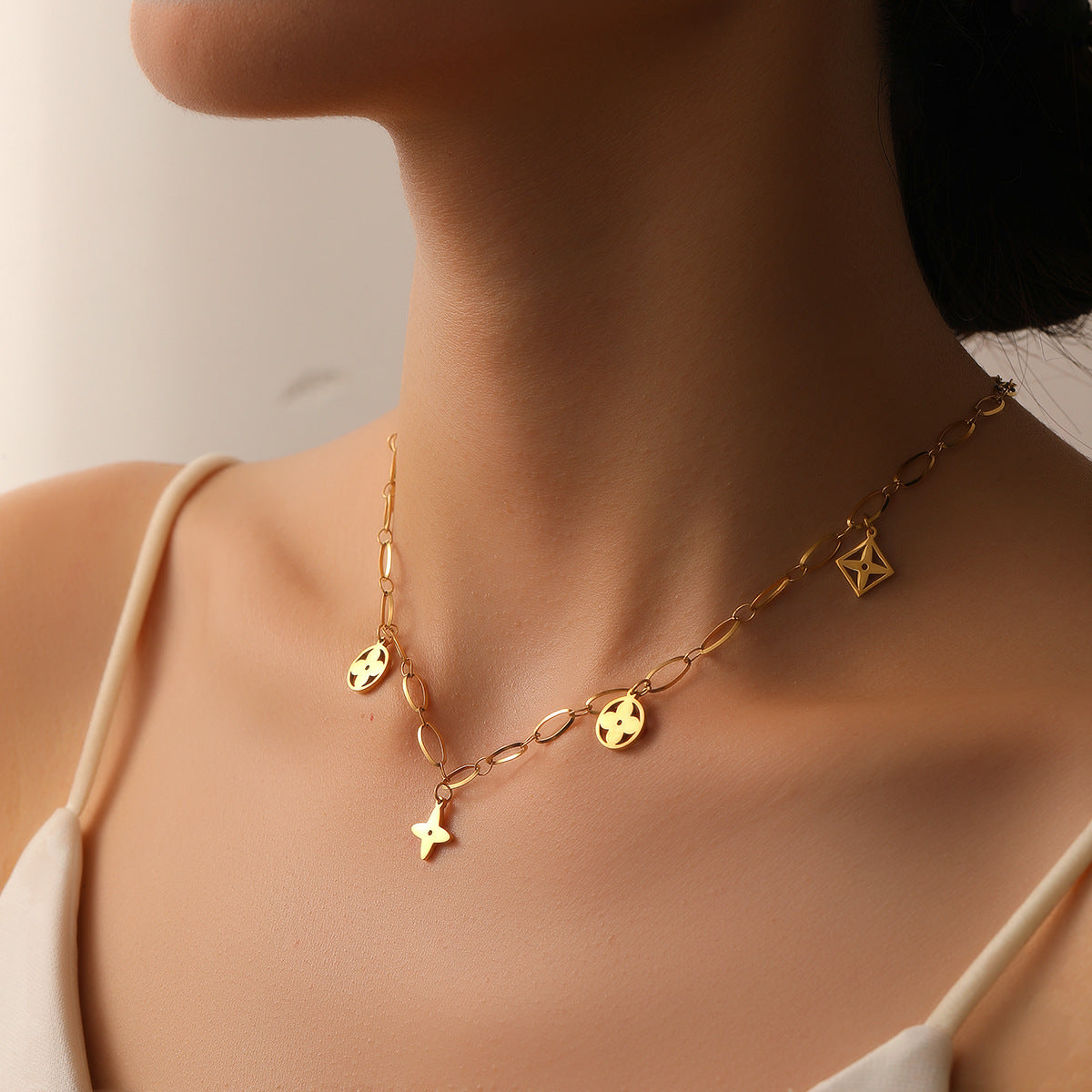 Women's Non-Fading Titanium Steel Square Necklace