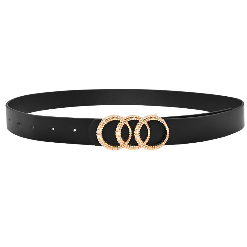 Circle buckle women's belt Korean version