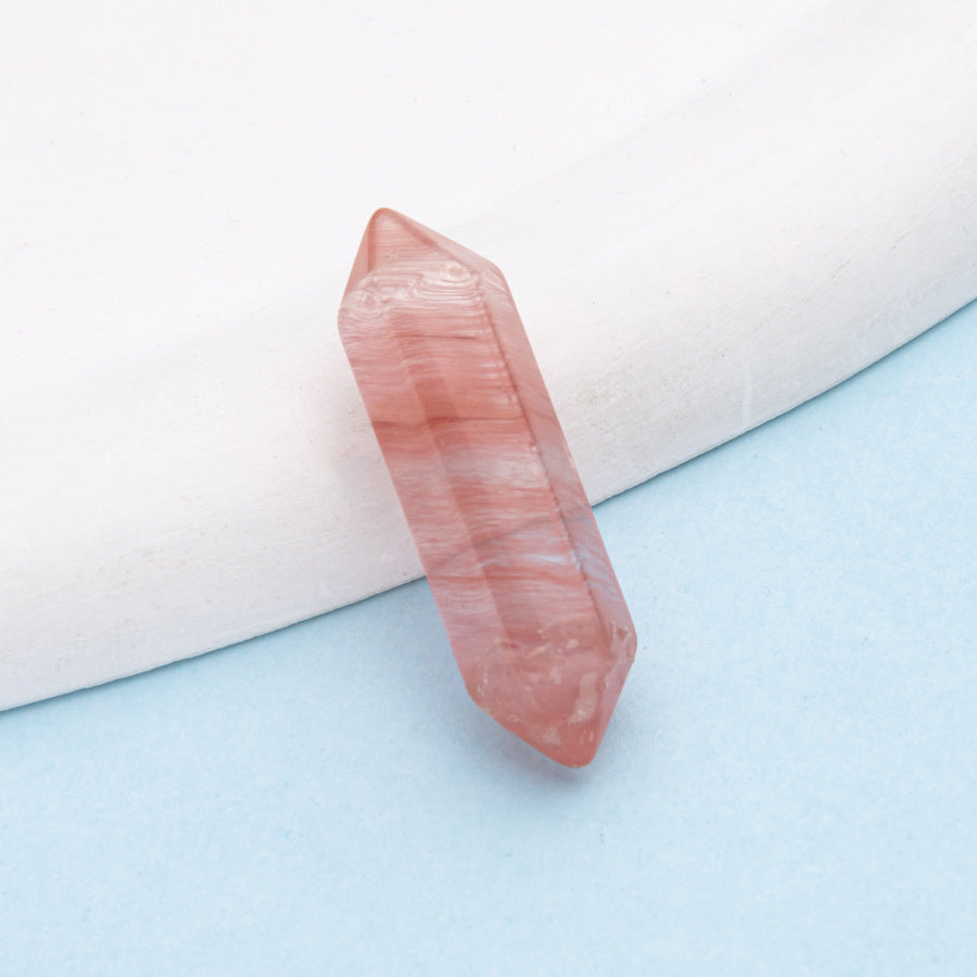 Colar de pingente de coluna hexagonal de ponta dupla de cristal 