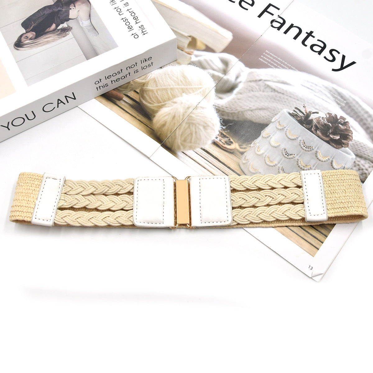 fashion Cotton and linen elastic woven elastic belt