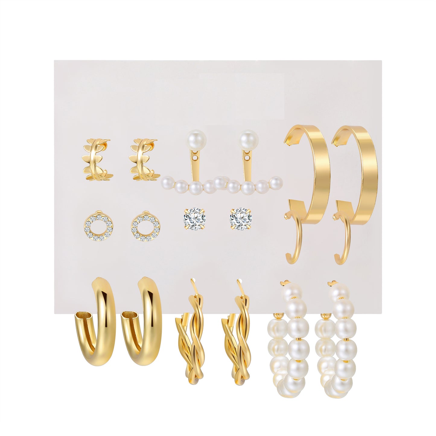Heart Pearl Zircon Earring Set