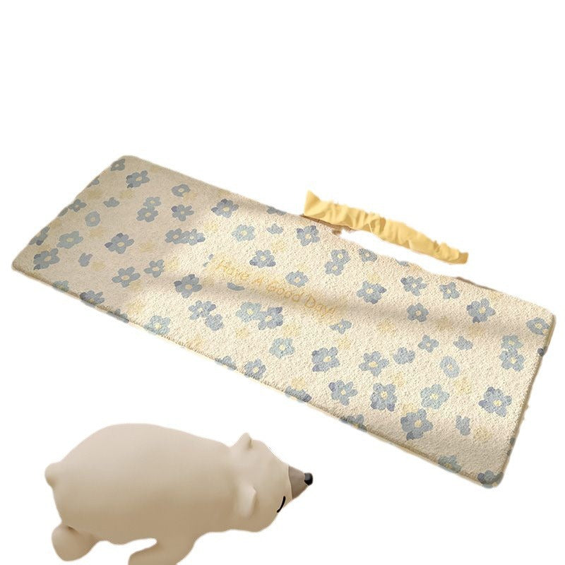 Floral Faux Cashmere Rug, Anti-Slip and Durable