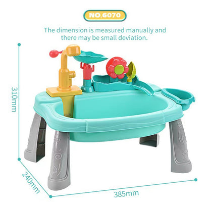 Children's Toy: Electric Flower Waterwheel Dishwasher 3-in-1 Vegetable Washing Basin with Circulating Water Fishing Plate Pretend Play