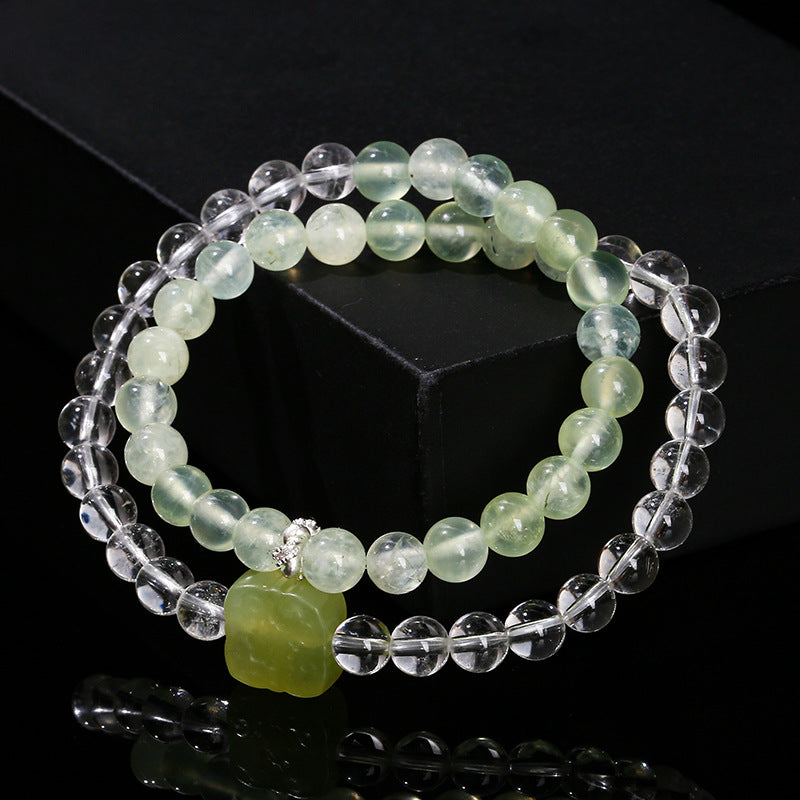7A Natural White Crystal Grape Stone Double Ring Bracelet