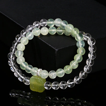 7A Natural White Crystal Grape Stone Double Ring Bracelet