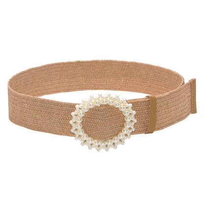 Fashion Pearl Buckle Wide Waist Seal