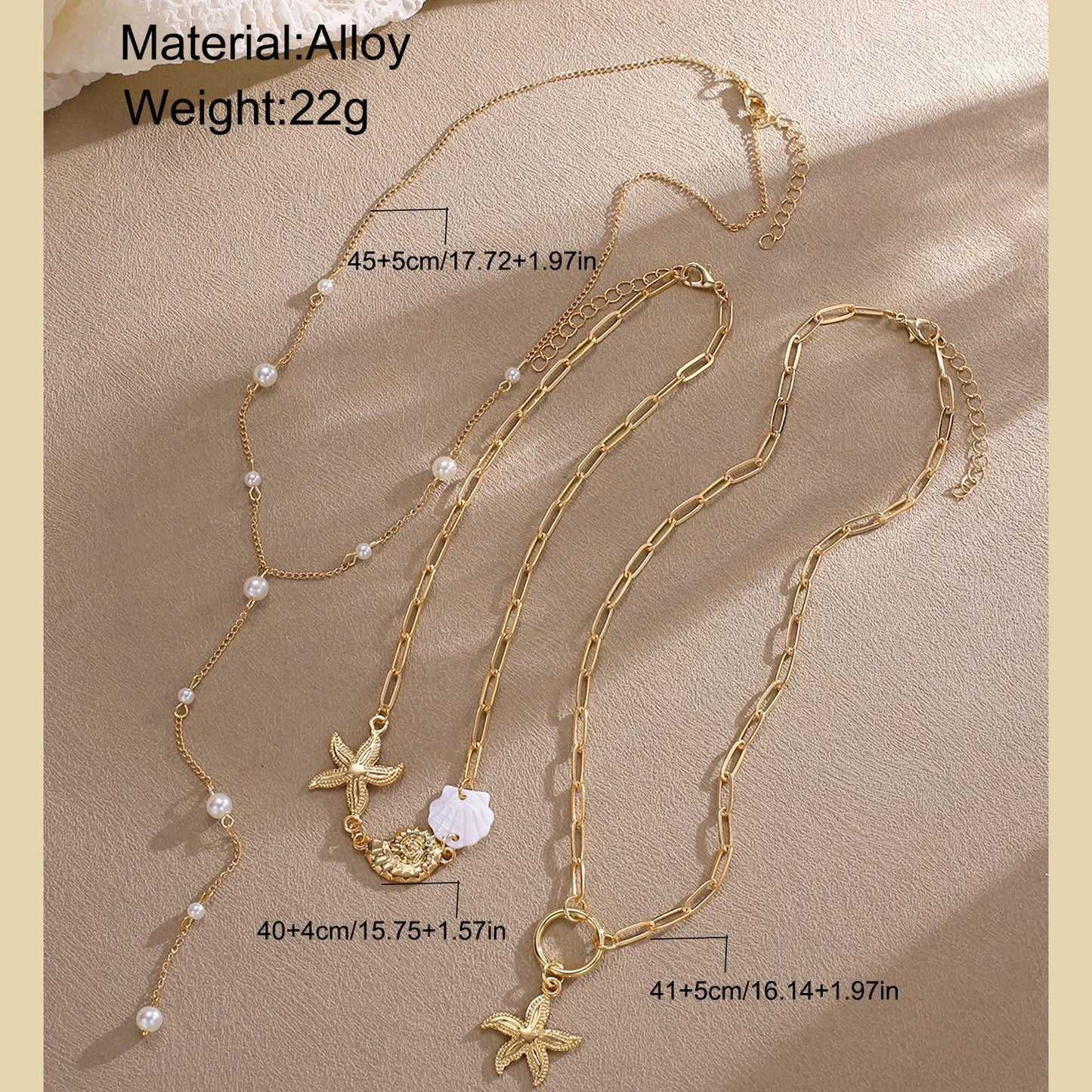 Starfish Shell Pearl Necklace Set