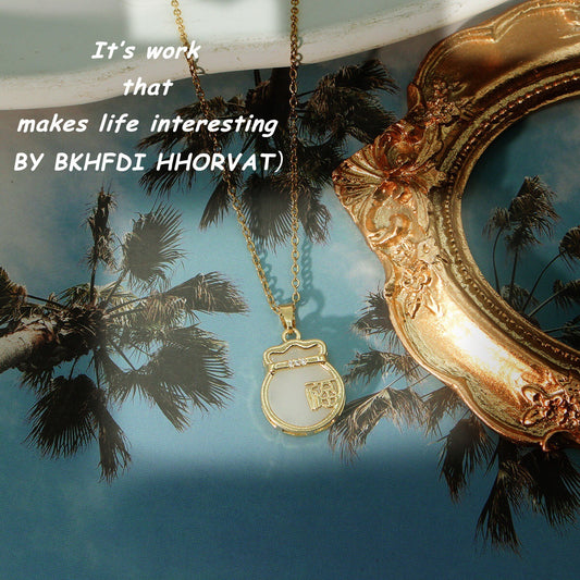 Ethnic Retro Imitation Jade Lucky Bag Collarbone Necklace