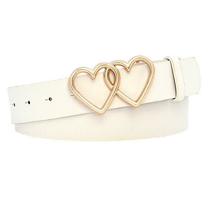 Peach heart double buckle belt woman