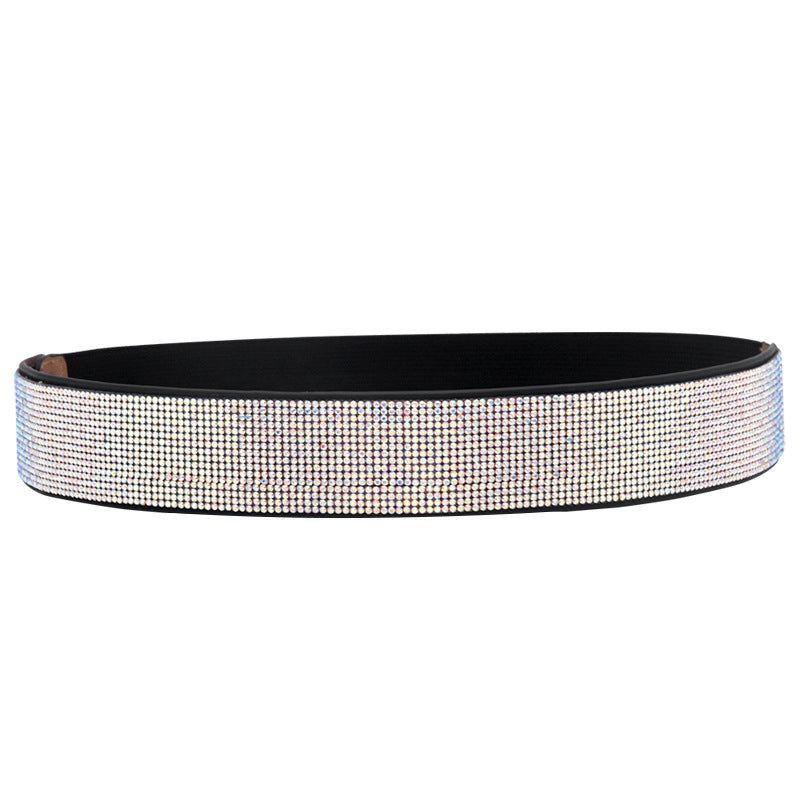 Handmade rhinestone inlaid elastic waist seal