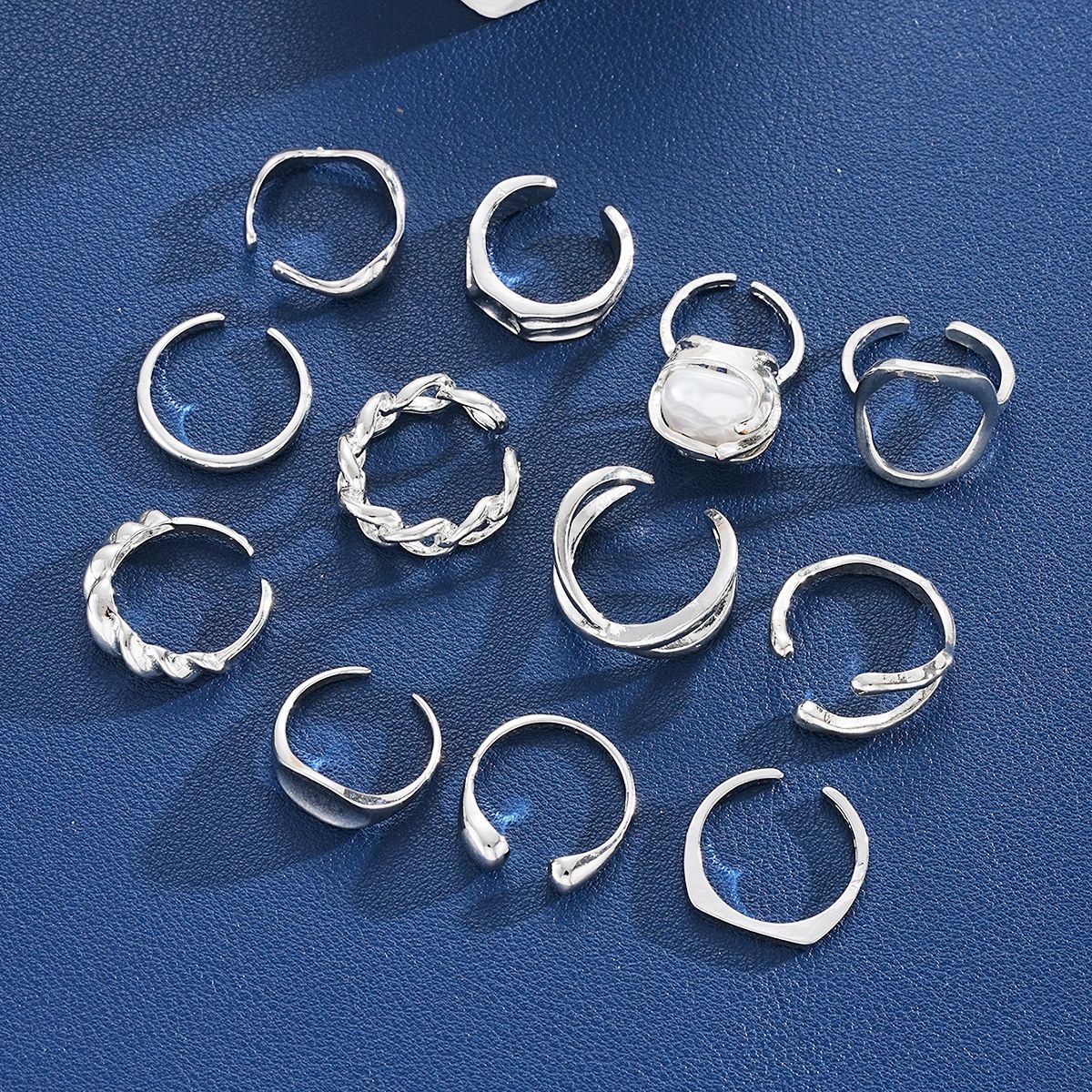 Irregular Geometric Open Ring Set (8-piece)