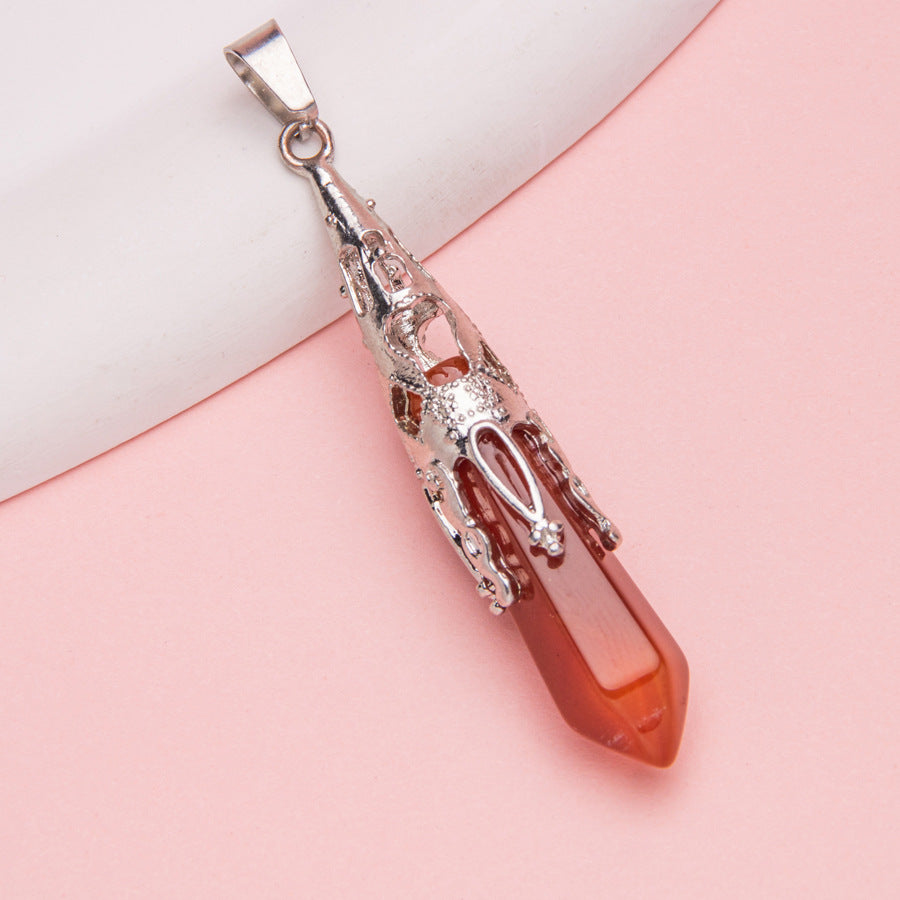 Crystal Agate Hexagonal Pyramid Pendulum Pendant