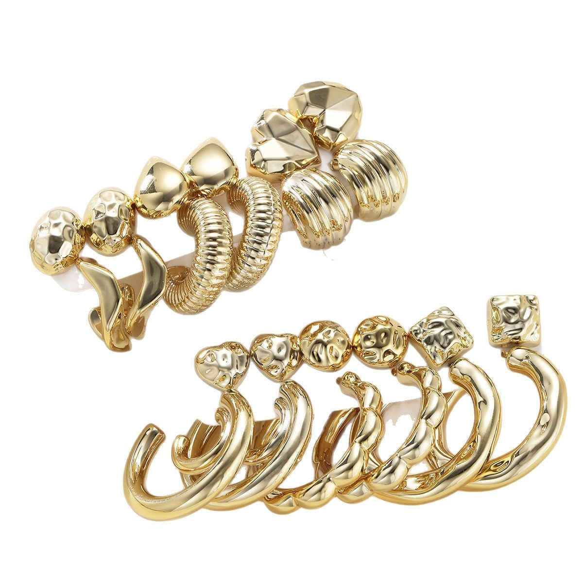 12-Pair CCB Drop & Heart Earring Set