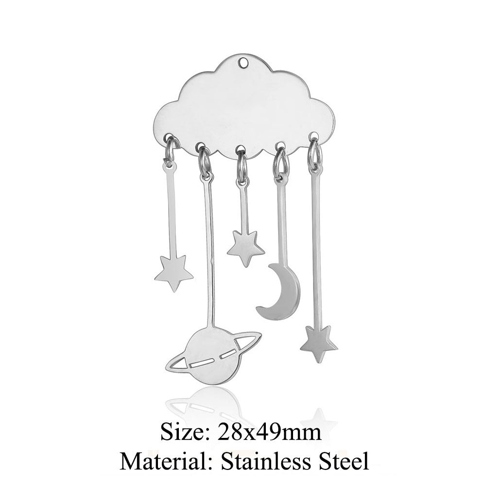 5 pcs/pack flower fringed titanium steel pendant