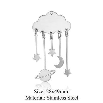 5 pcs/pack flower fringed titanium steel pendant