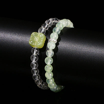 7A Natural White Crystal Grape Stone Double Ring Bracelet