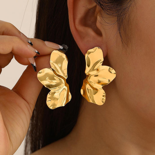 Golden Petal Stud Earrings