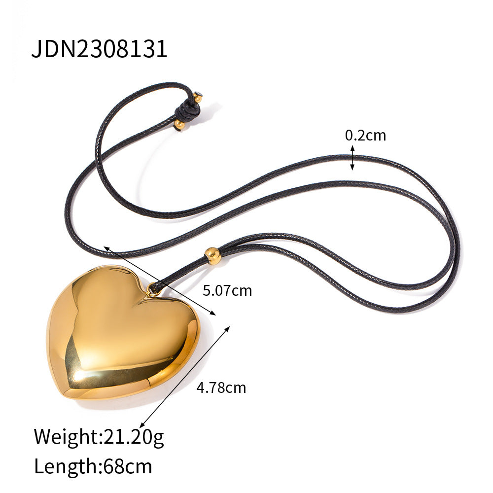 Stainless Steel Wax Rope Circle Necklace