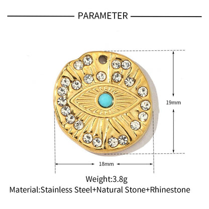 Cross eyes peach heart titanium steel pendant