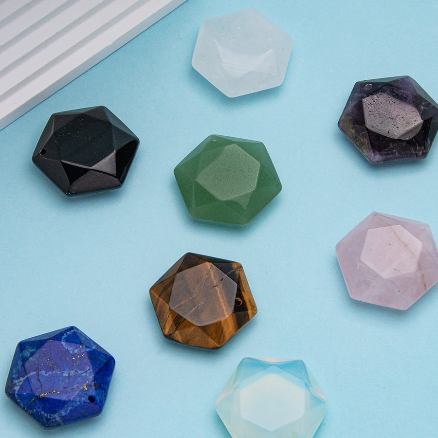 Pingente hexagonal de estrela de David com diamante de seis pontas 