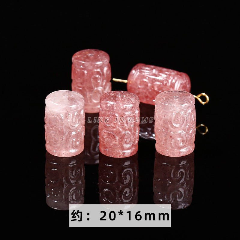 Gray Moonlight Pixiu Red Strawberry Crystal Pendant