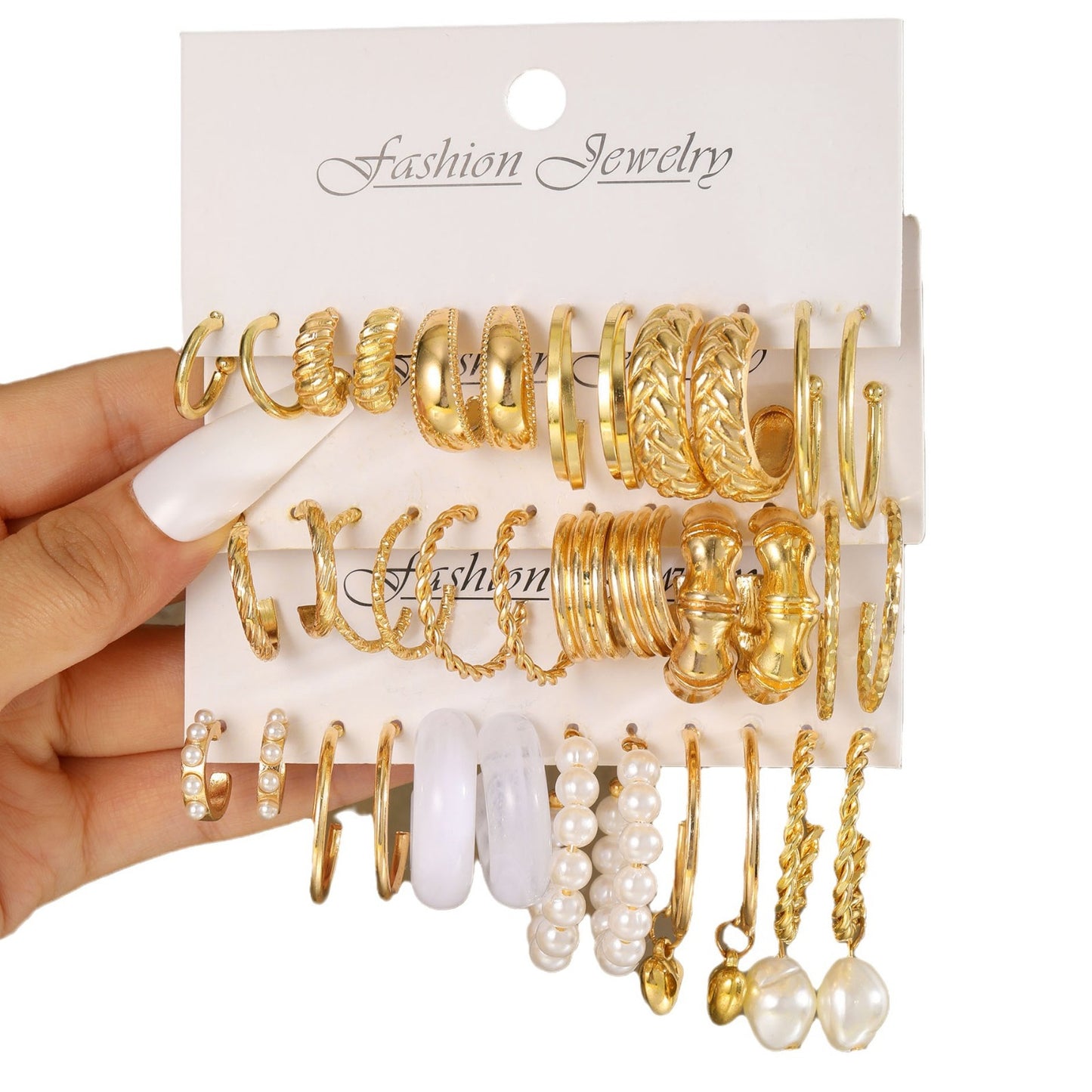 Twist Chain & Pearl Earring Set