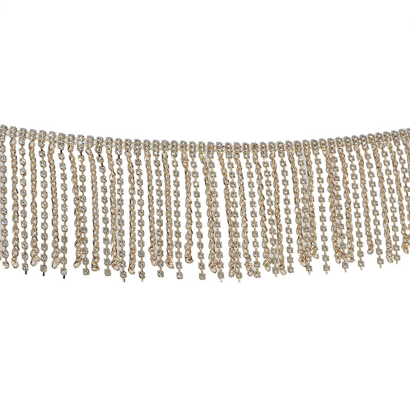 Rhinestone inlaid belly dance waist chain