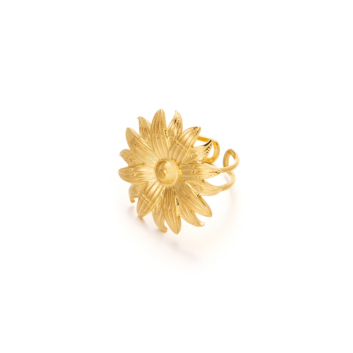 Gold Titanium Steel Flower Ring