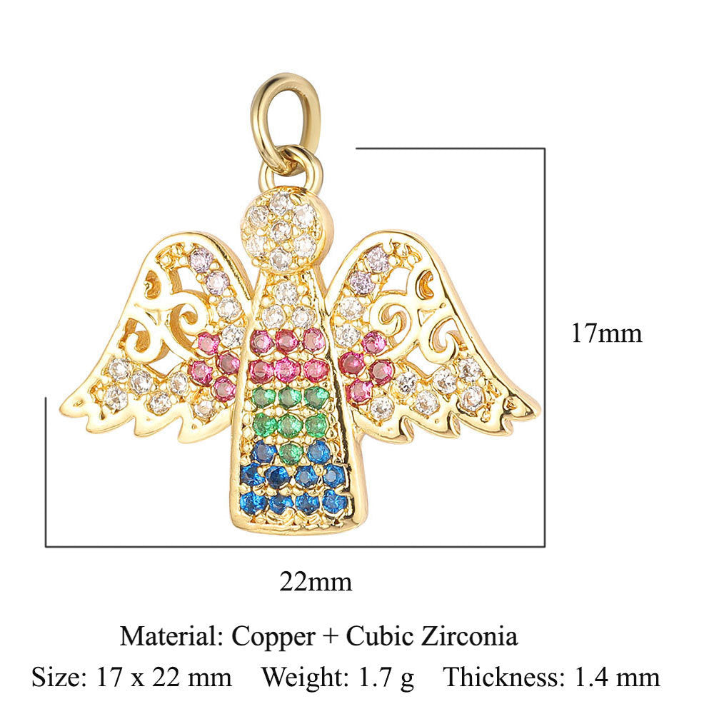 Colgante de cobre y circonita con ángel virgen 