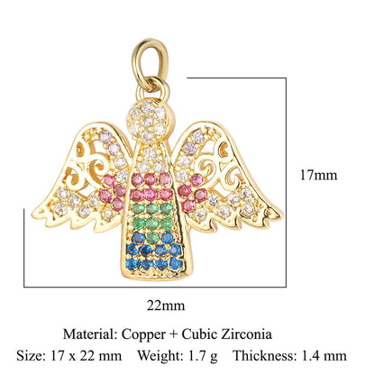 Colgante de cobre y circonita con ángel virgen 