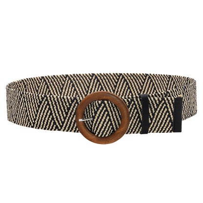 Grass braided belt women's retro