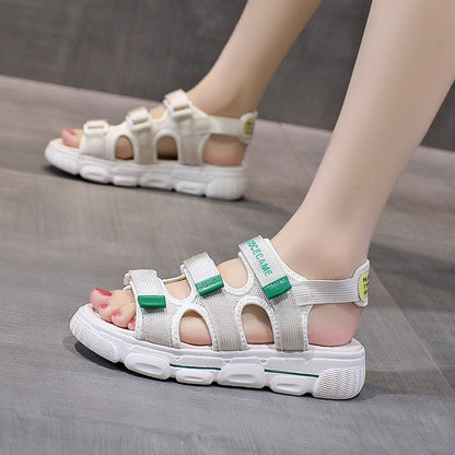 Velcro platform muffin shoes sandals