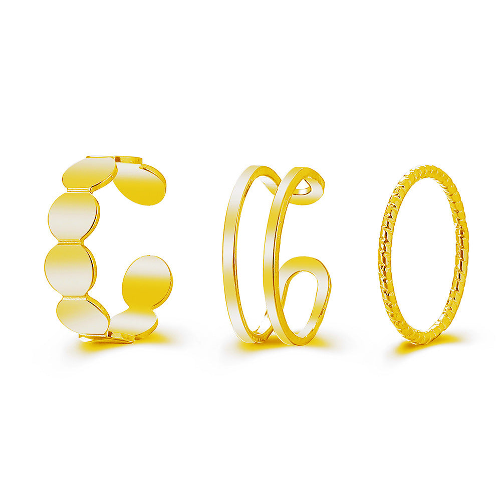 Hip-Hop Open Chain Link Ring Set